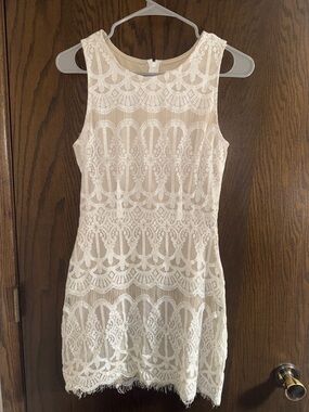 Blu Pepper Ivory Lace Sleeveless Mini Dress